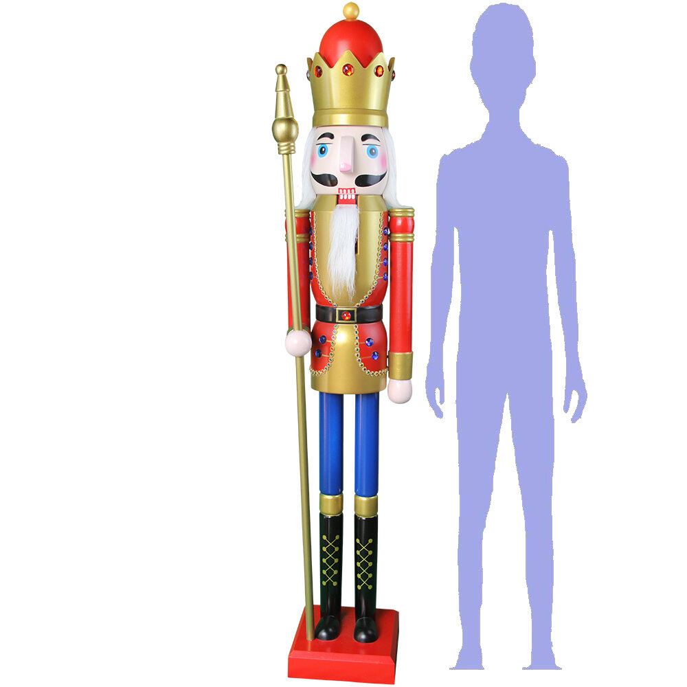 CDL 4feet Red Christmas Wooden Nutcracker King