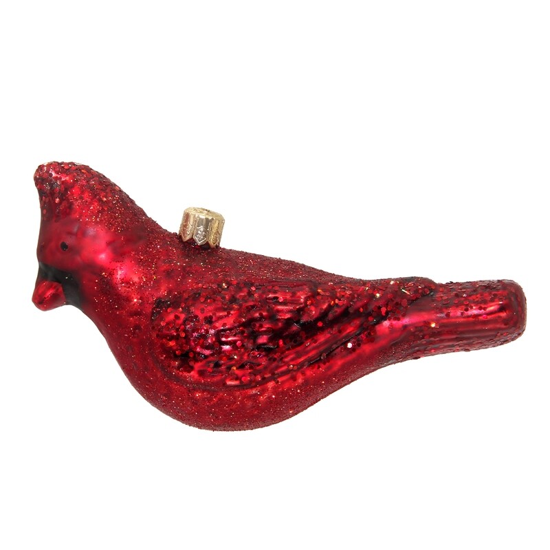 CDL Red Cardinal Christmas Tree Decorative Glass Blown Ornament F05