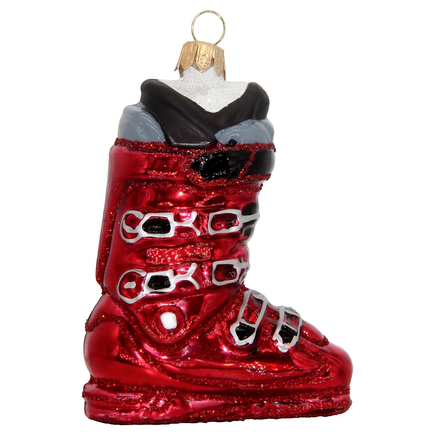 CDL Red Ski Boot Glass Ornament F83