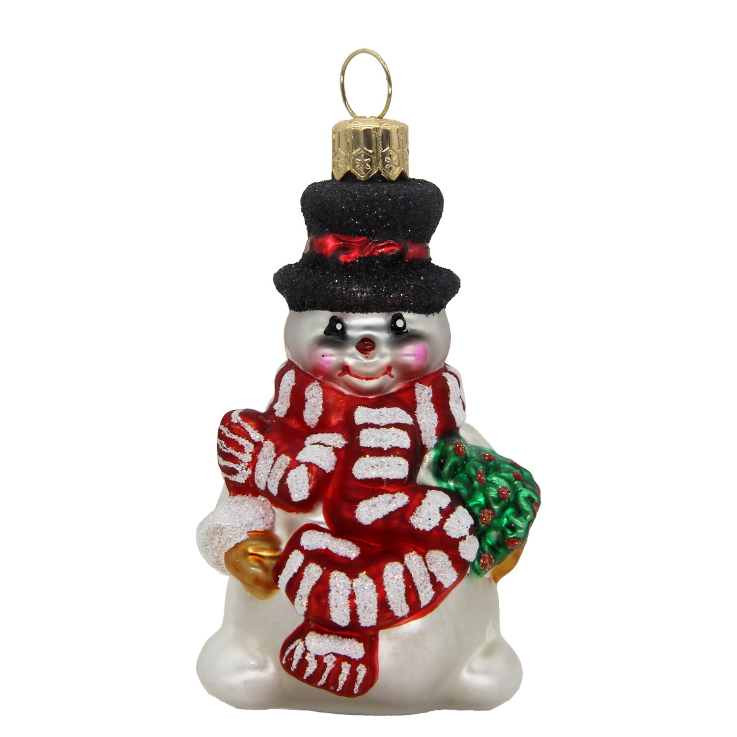 CDL Snowman Glass Christmas Tree Ornament - Adorable Snowman Christmas Tree Ornament with Red Scarf and Hat G25