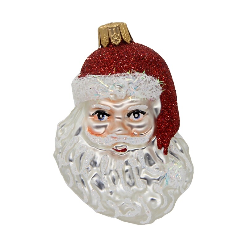 CDL Santa Christmas Ornament - Hand-Blown Glass with Glitter  G81