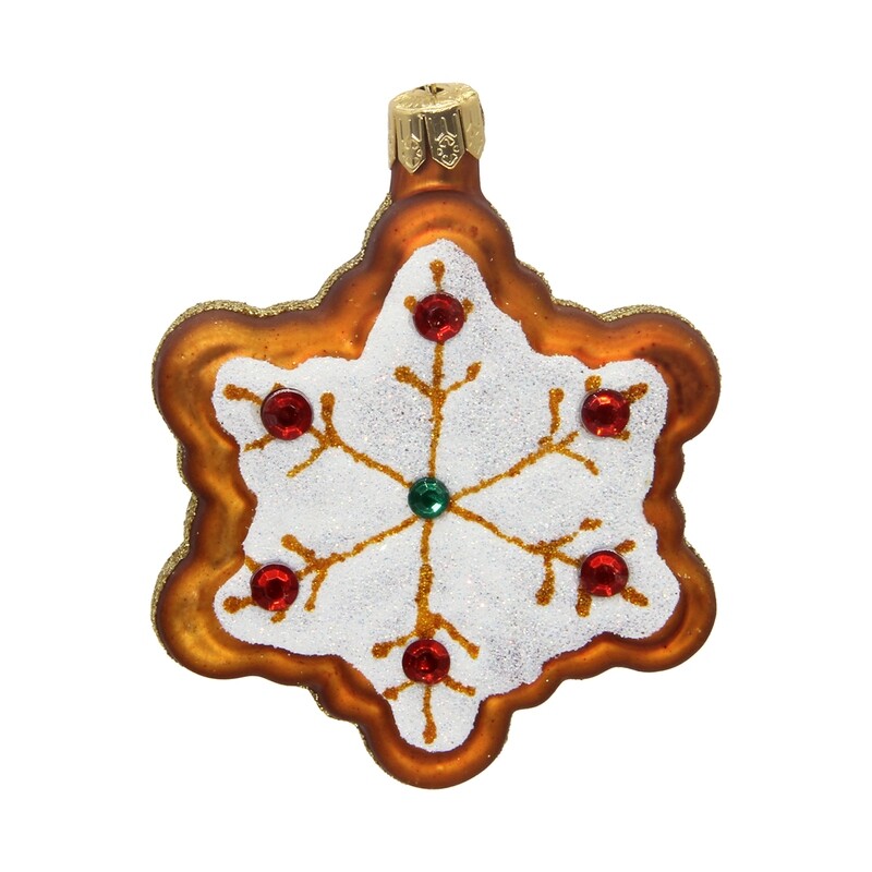 CDL Gingerbread Snowflake  Blown Glass Christmas Ornament G28