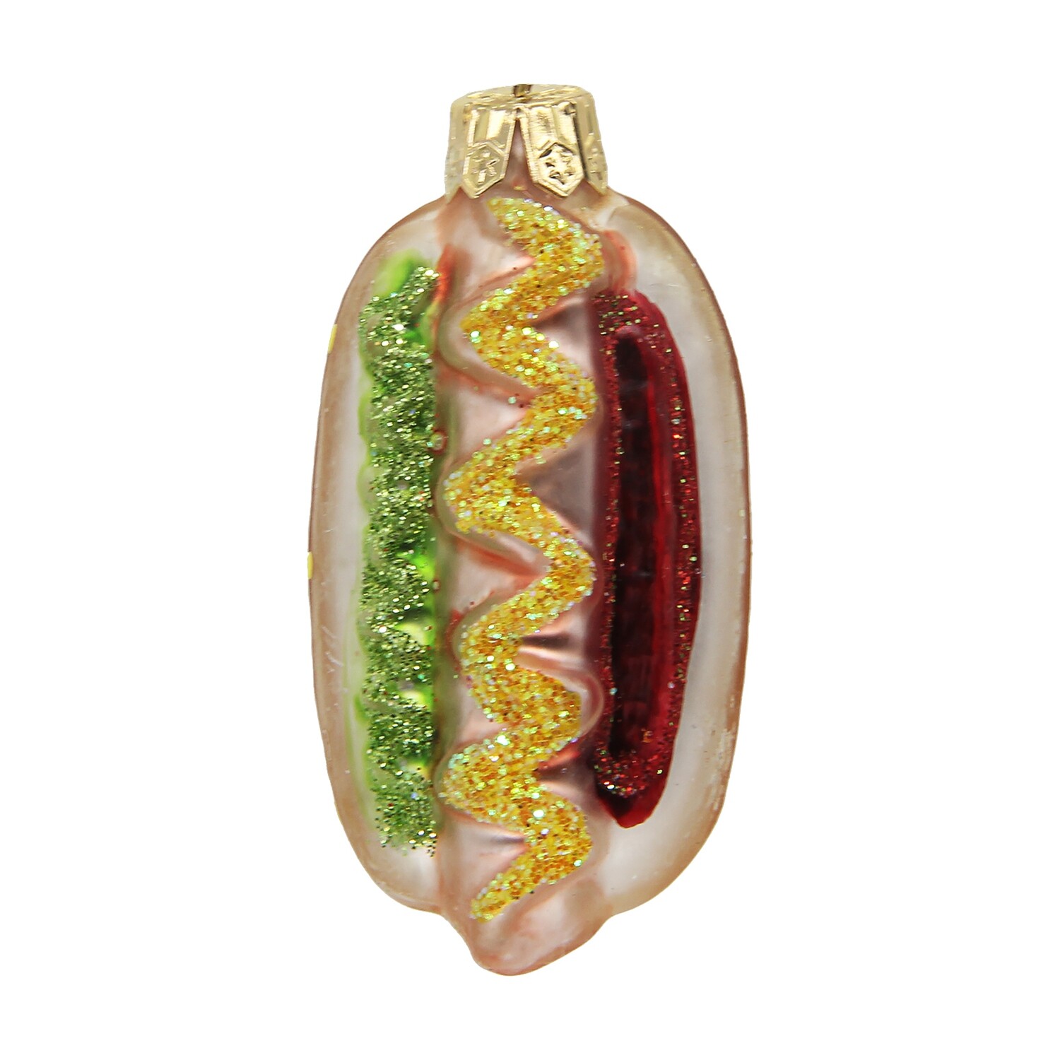 CDL Hot Dog Glass Blown Christmas Ornament G45-P