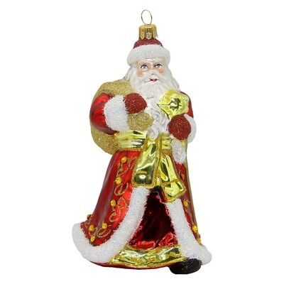 CDL Red with Gold Santa Claus Christmas Ornament G85