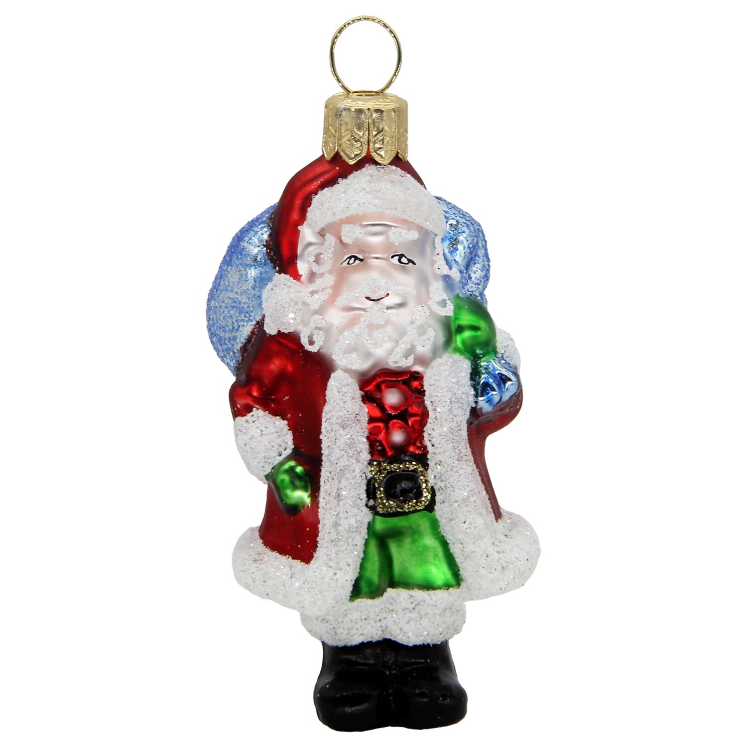CDL Santa with Bag Glass Ornament  G82