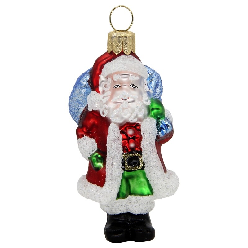 CDL Santa with Bag Glass Ornament  G82