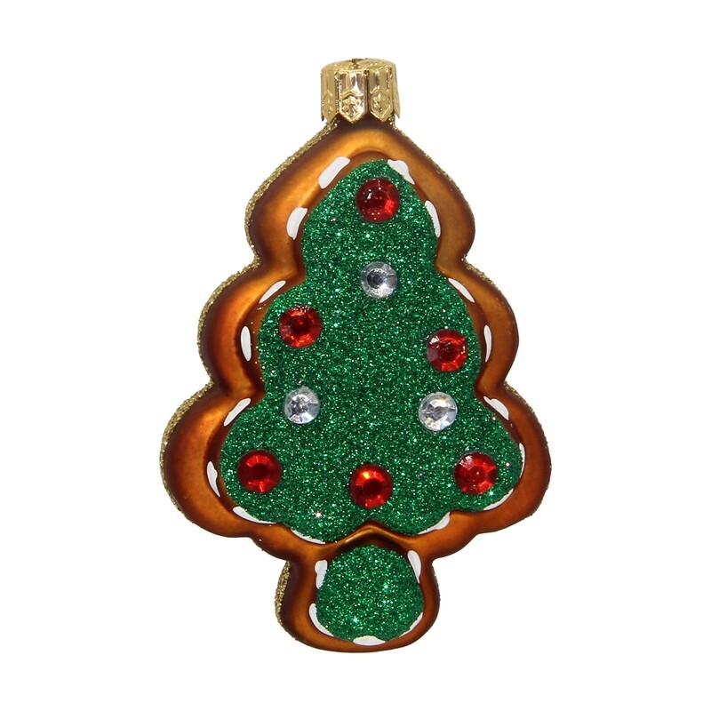 CDL Gingerbread Christmas Tree Blown Glass Christmas Ornament G29