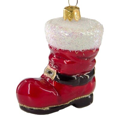 CDL Shinny Red Santa Boot Glass Blown Ornaments F82
