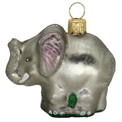 CDL Elephant Glass Blown Ornament G06