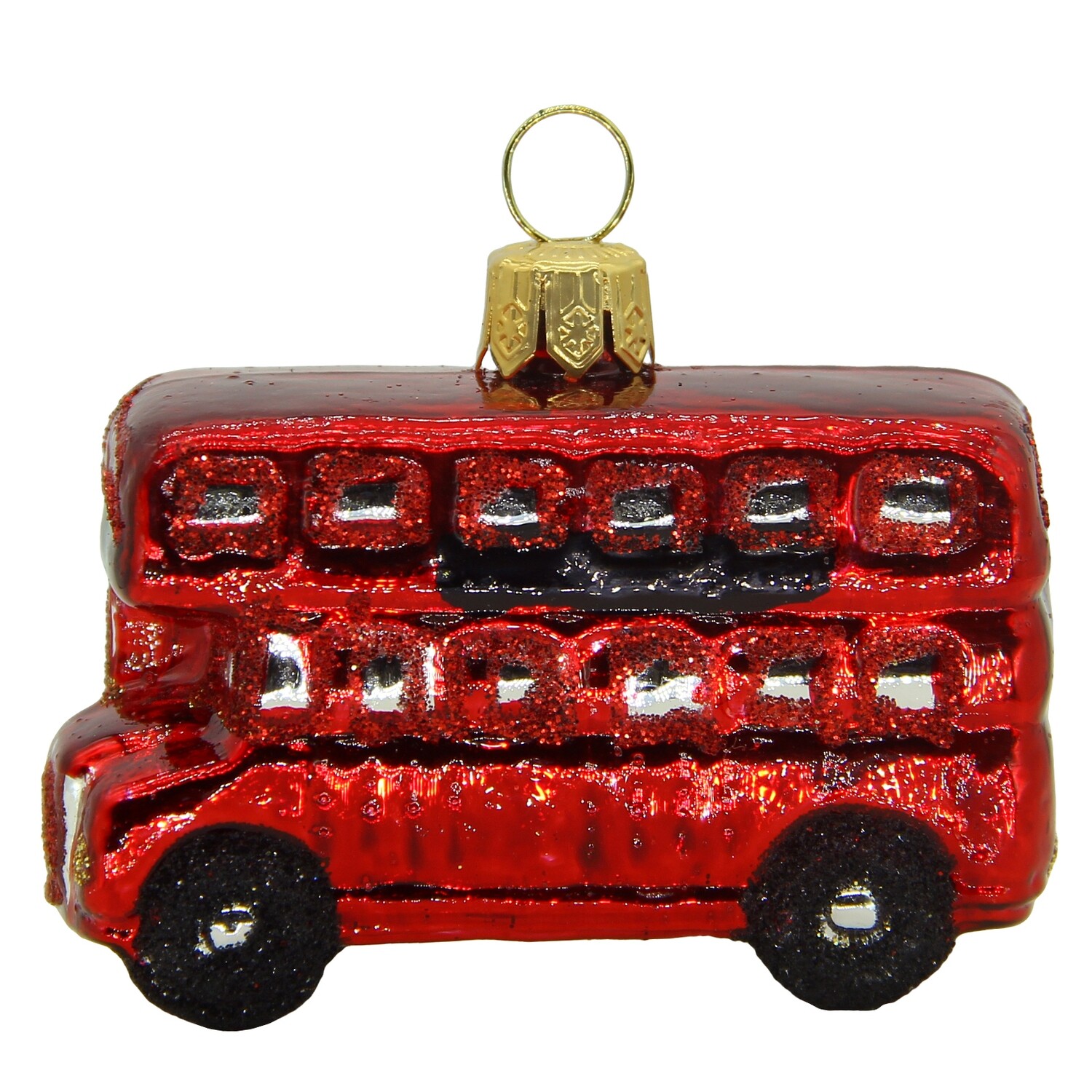 CDL Glass Blown Double Decker Bus Ornament F89