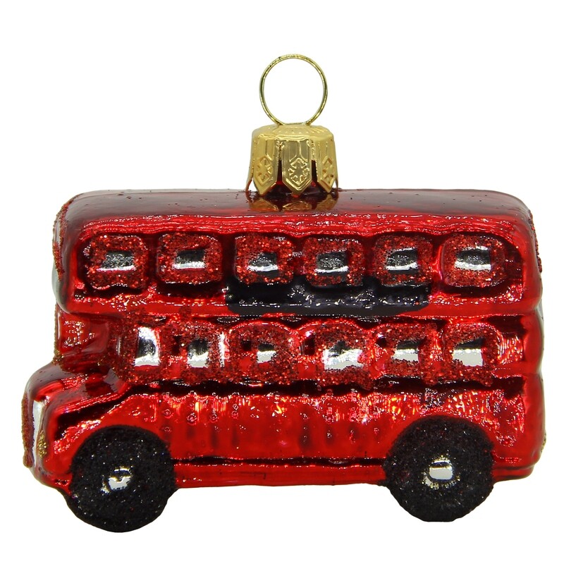 CDL Glass Blown Double Decker Bus Ornament F89