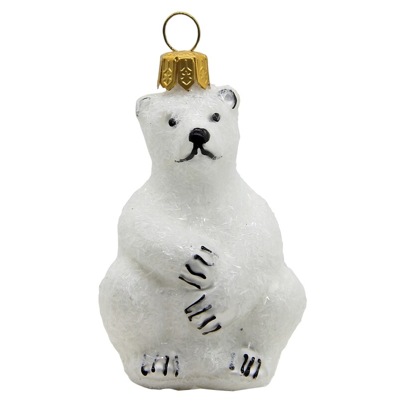 CDL Glass Blown Christmas Polar Bear Ornament G39