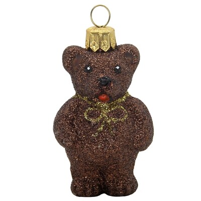CDL Glass Blown Christmas Teddy Bear Ornament G37