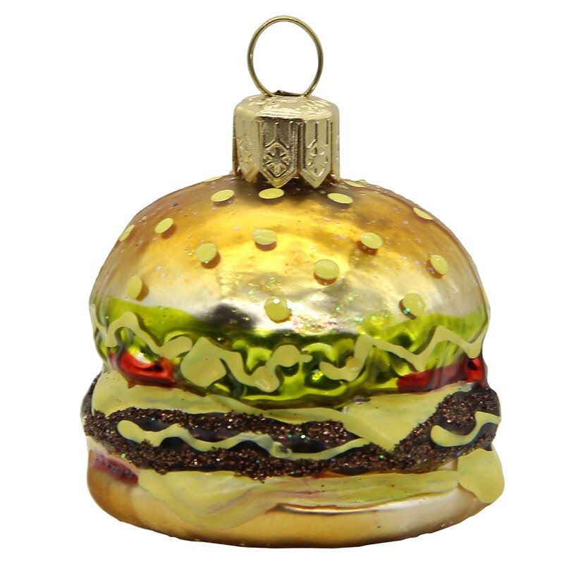 CDL Glass Blown Christmas Mini Burger Ornament G49