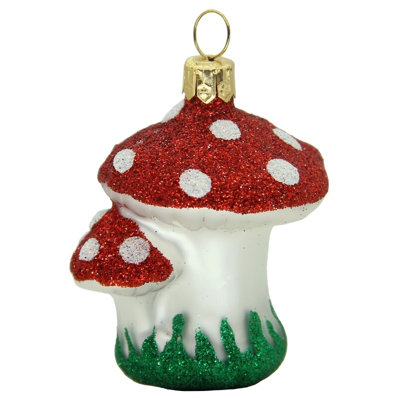 CDL Glass Blown Christmas Mushrooms Ornament G36