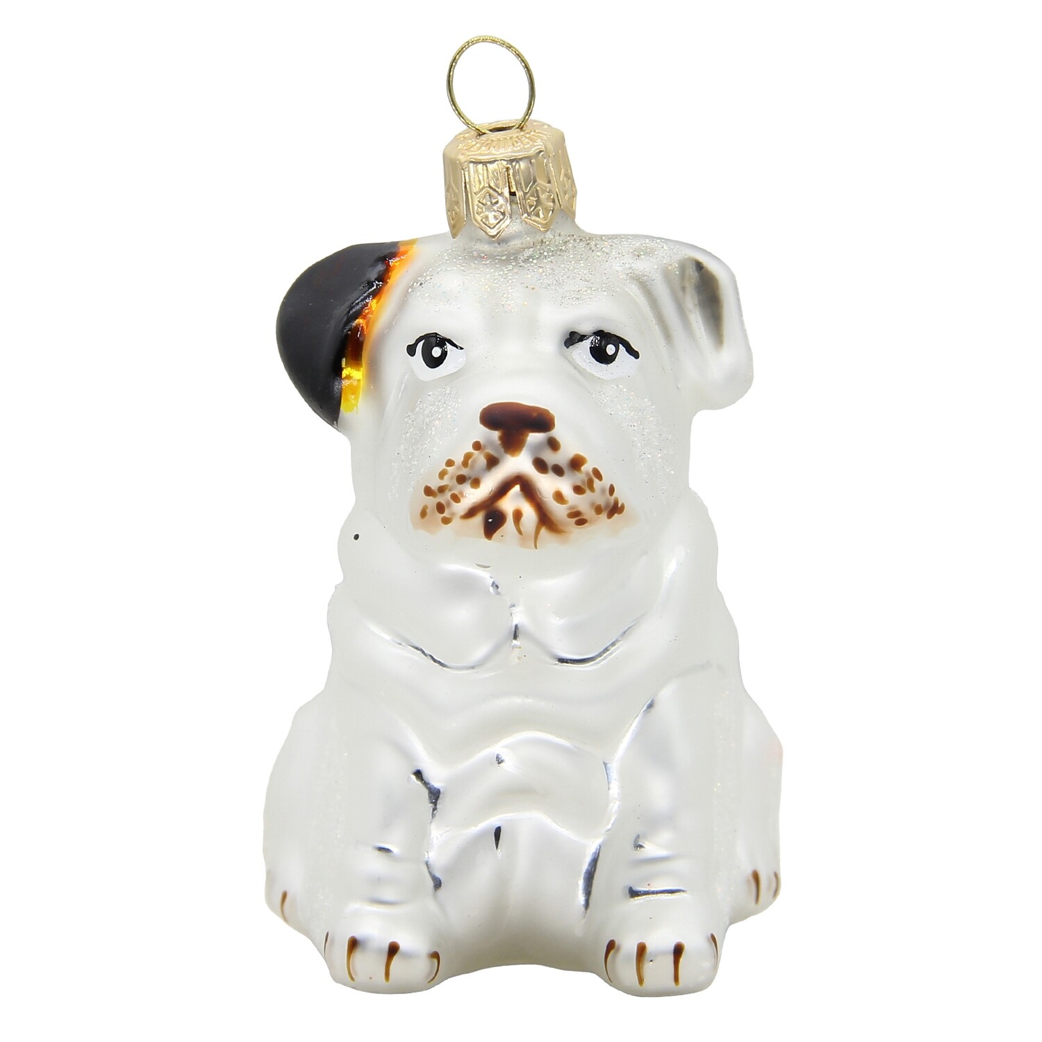 CDL Glass Blown Christmas Bulldog Puppy Ornament G66-W