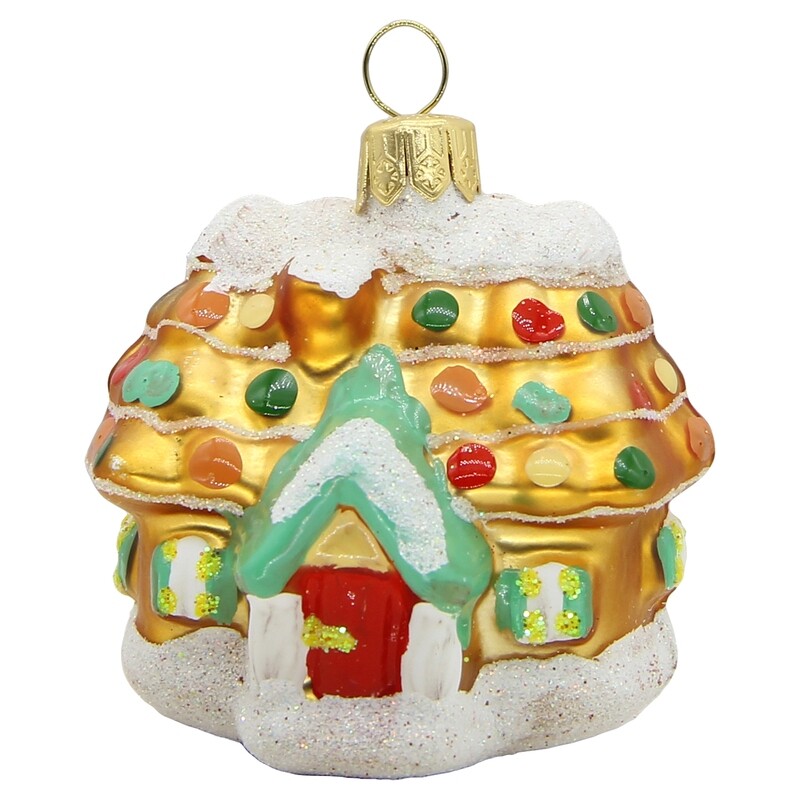 CDL Glass Blown Christmas Gingerbread Cottage Ornament G67