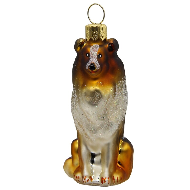 CDL Glass Blown Christmas Collie Ornament G58