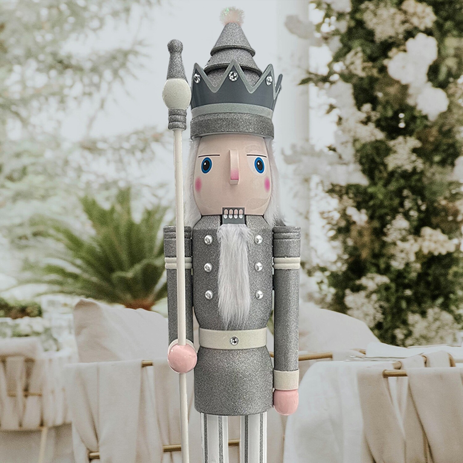 Pastel Silver glitter nutcracker king K31
