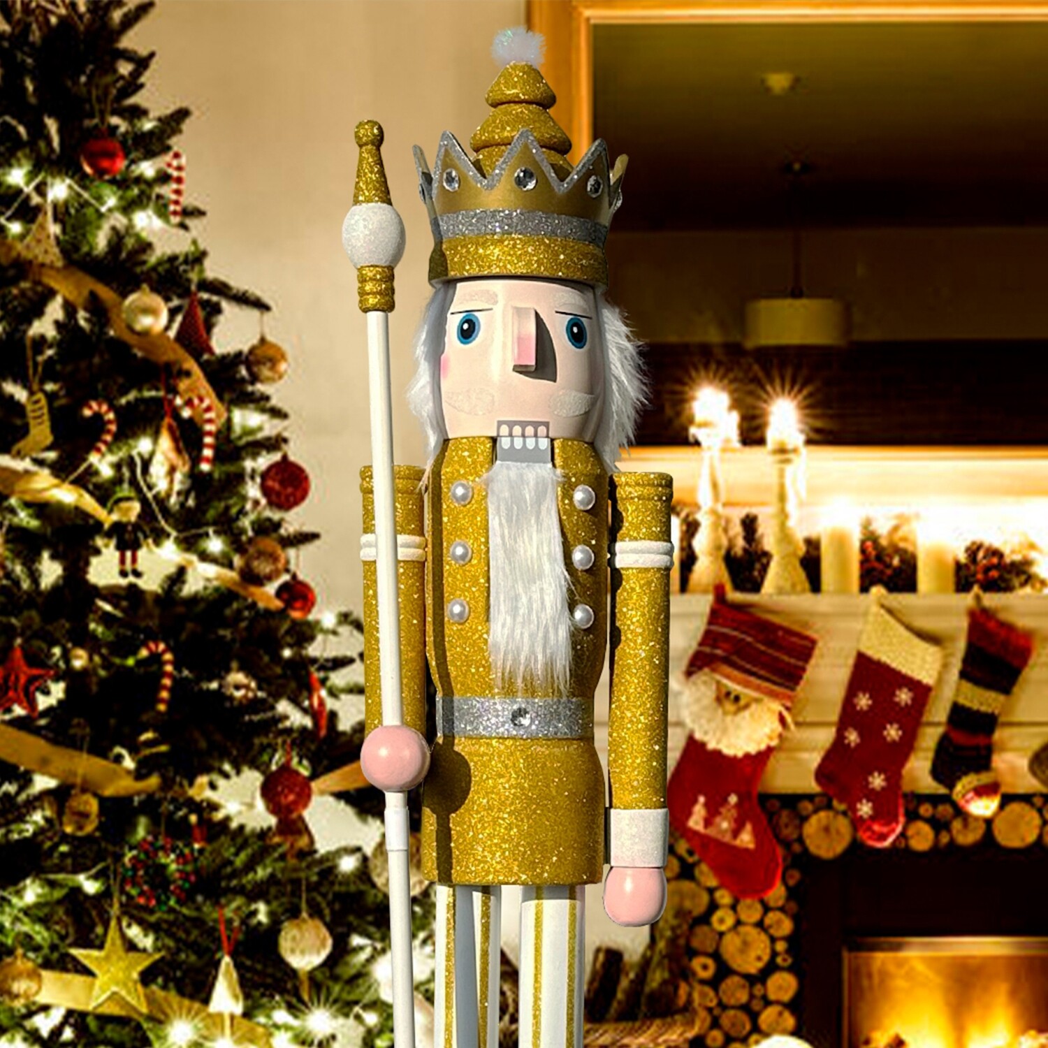 Gold glitter nutcracker king K29