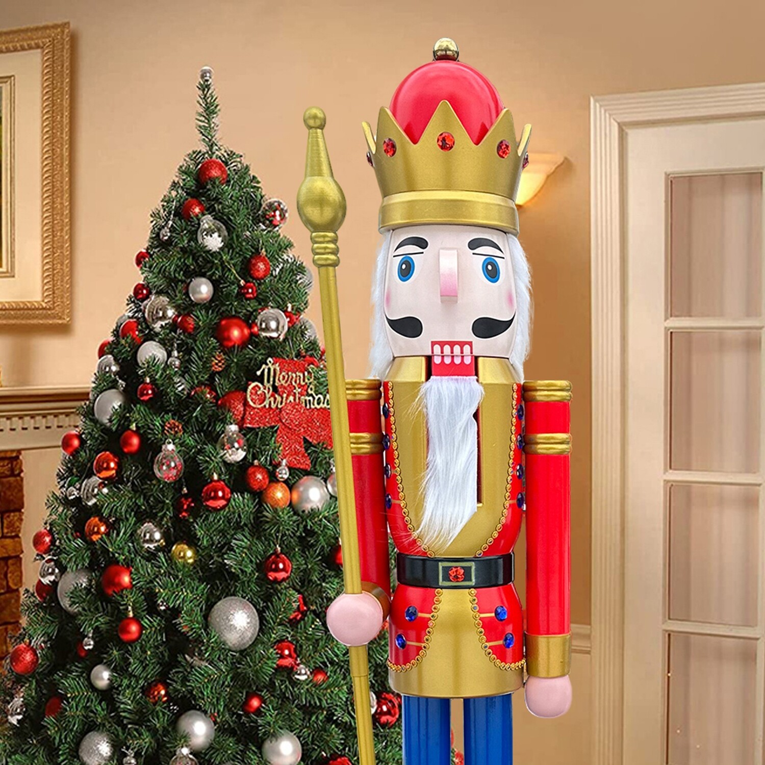 Red Wooden Nutcracker King Christmas Ornament K01