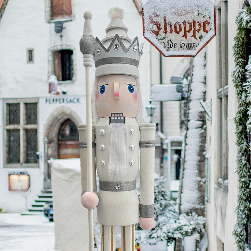 Pastel White glitter nutcracker king K30