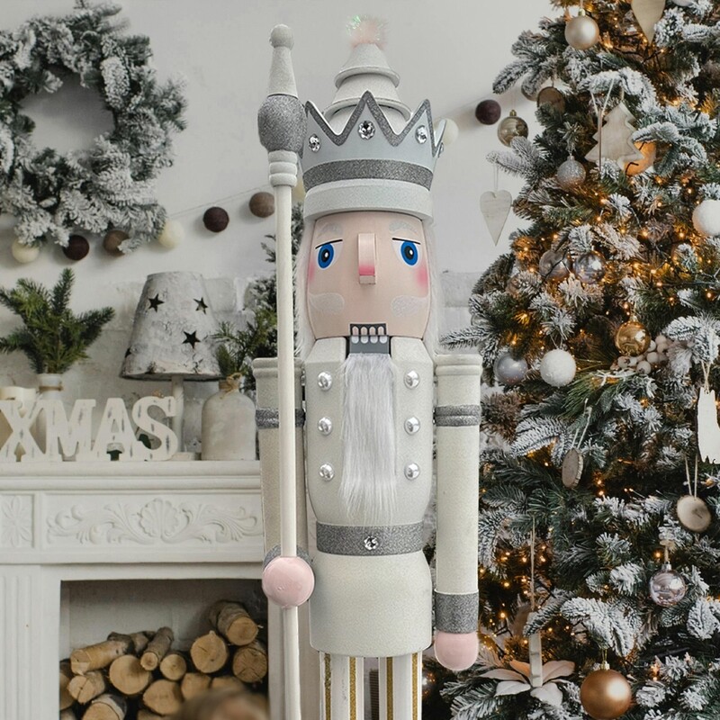 Pastel White glitter nutcracker king K30
