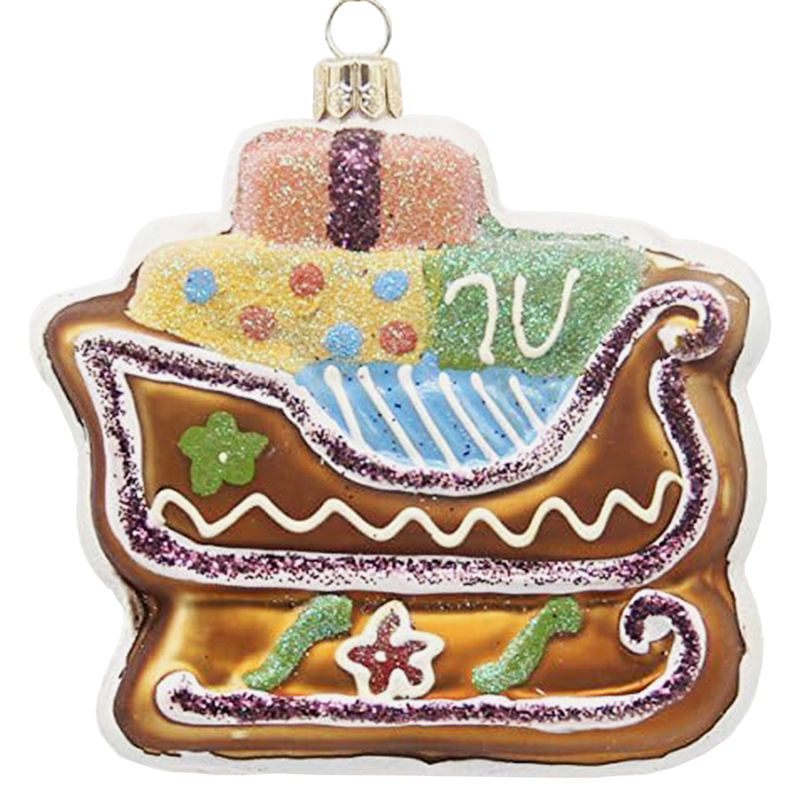 CDL Gingerbread sled Ornaments Blown Glass Christmas Ornaments G70