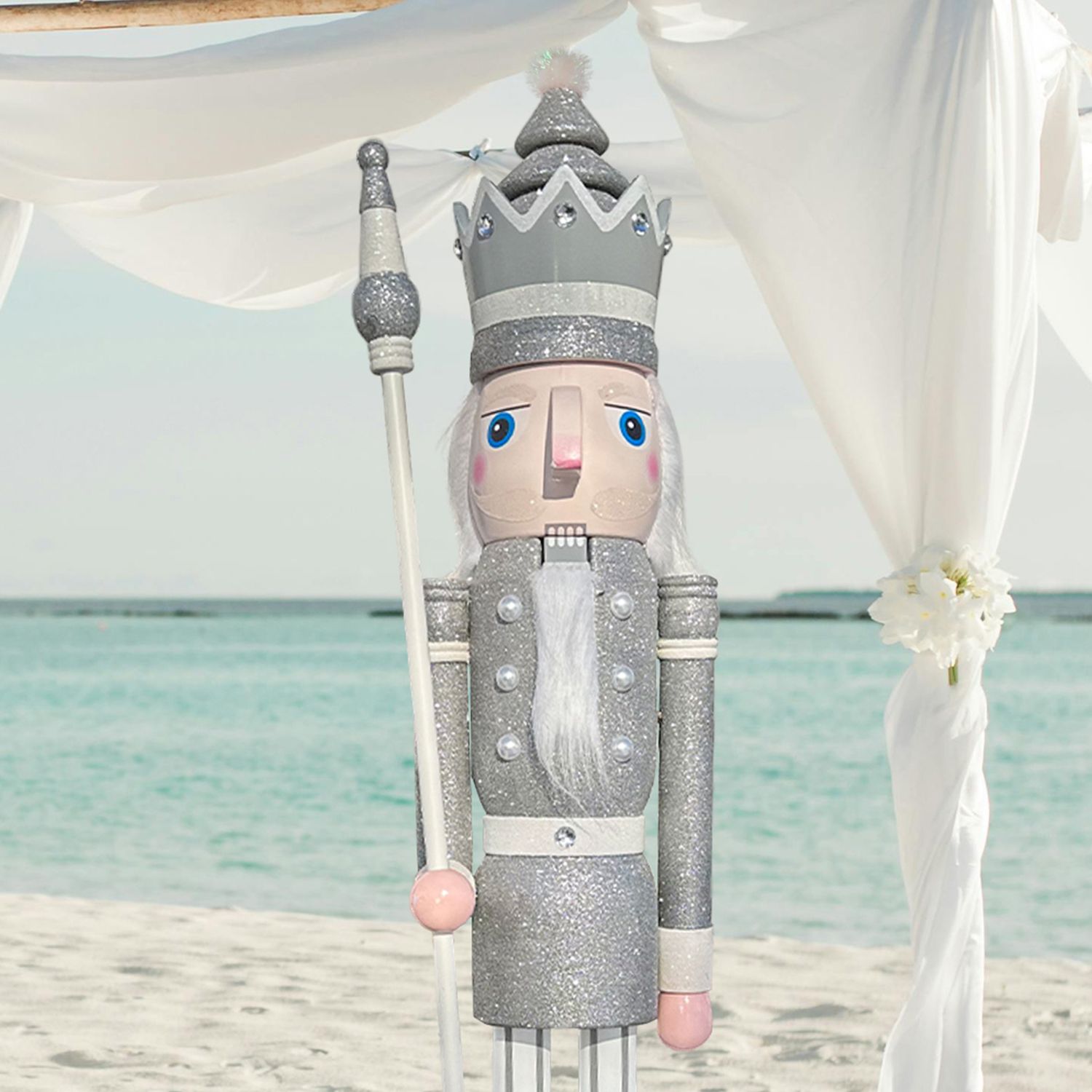 Pastel Silver glitter nutcracker king K31