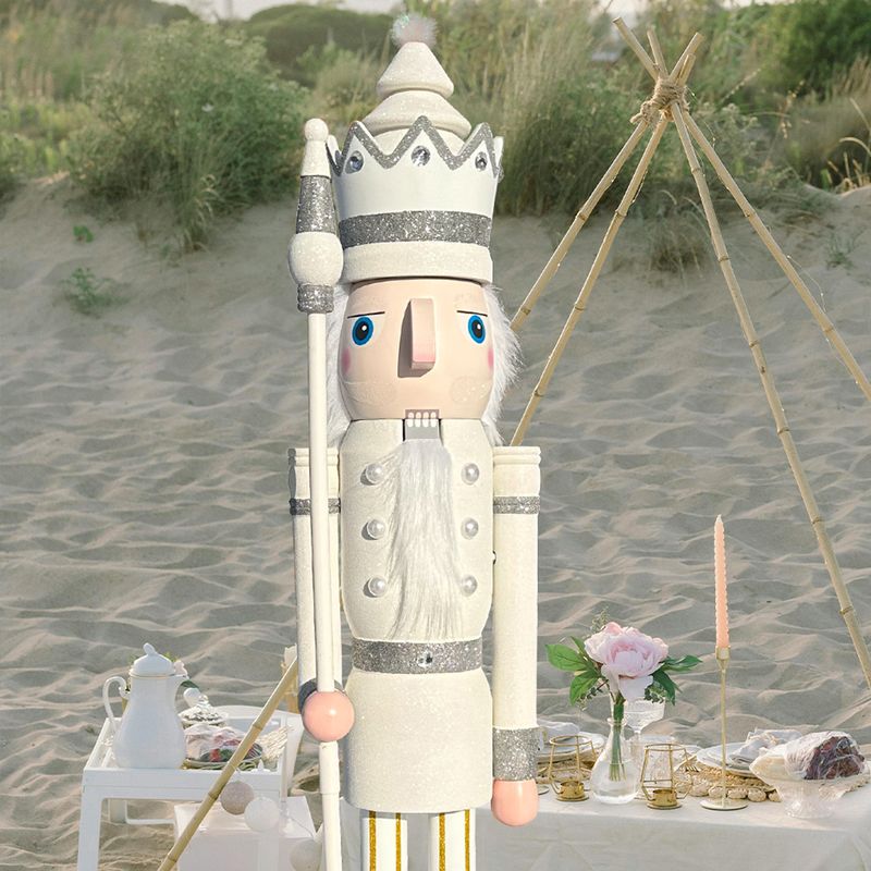 Pastel White glitter nutcracker king K30