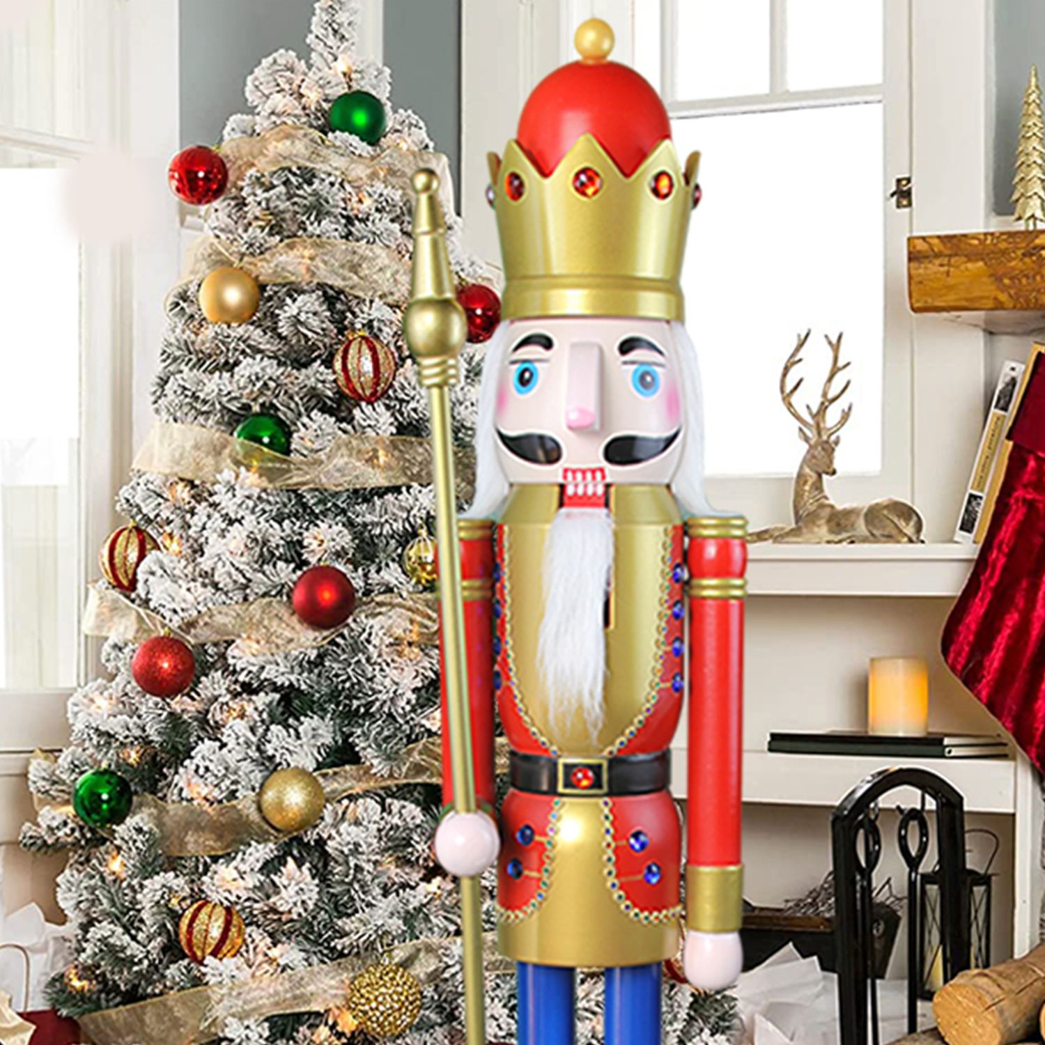 CDL 4FT/120cm Tall Red and Gold Christmas Wooden  Nutcracker King K01