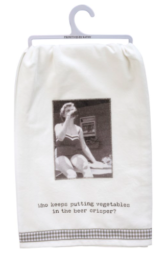 Vegetables In The Beer Crisper Tea Towel