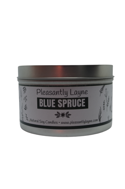 Pleasantly Layne Tin Candle, Fragrance: Blue Spruce