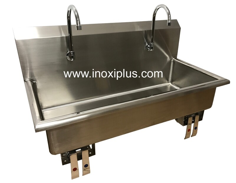 Lavamanos Doble con Válvula de Rodilla Agua Fría y Caliente.