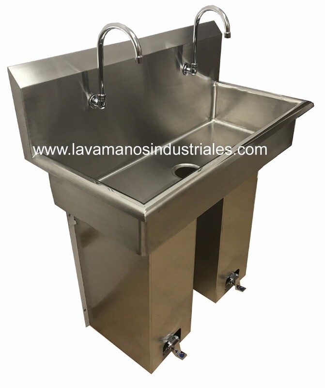 Lavamanos Doble con Válvula de Pié con Pedestal.