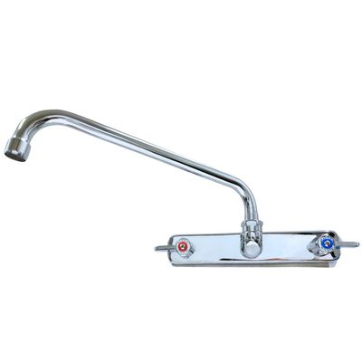 Mezcladora Uso Rudo Para montar en respaldo Con Grifo Recto 12&quot;