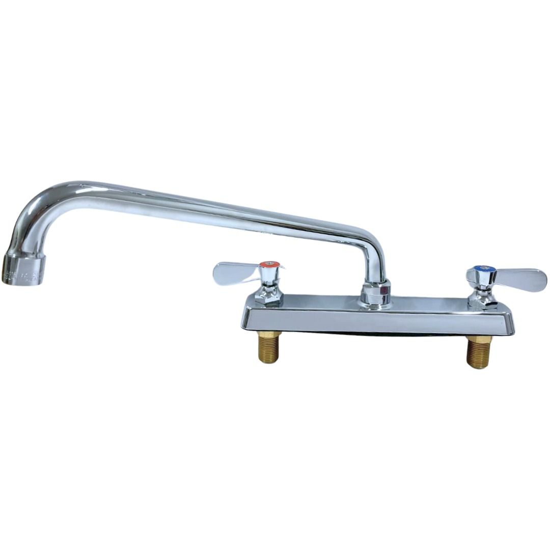 Llave Mezcladora a Cubierta con Grifo Recto 12&quot;