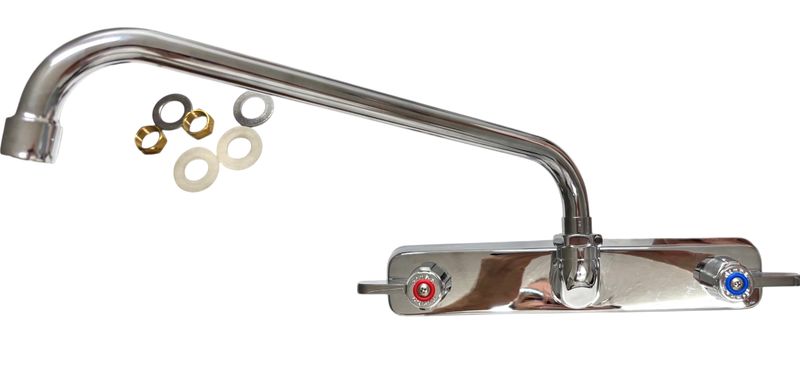 Mezcladora Uso Rudo Para montar en respaldo Con Grifo Recto 12&quot;