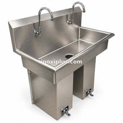 Lavamanos Doble con Válvula de Pié con Pedestal.