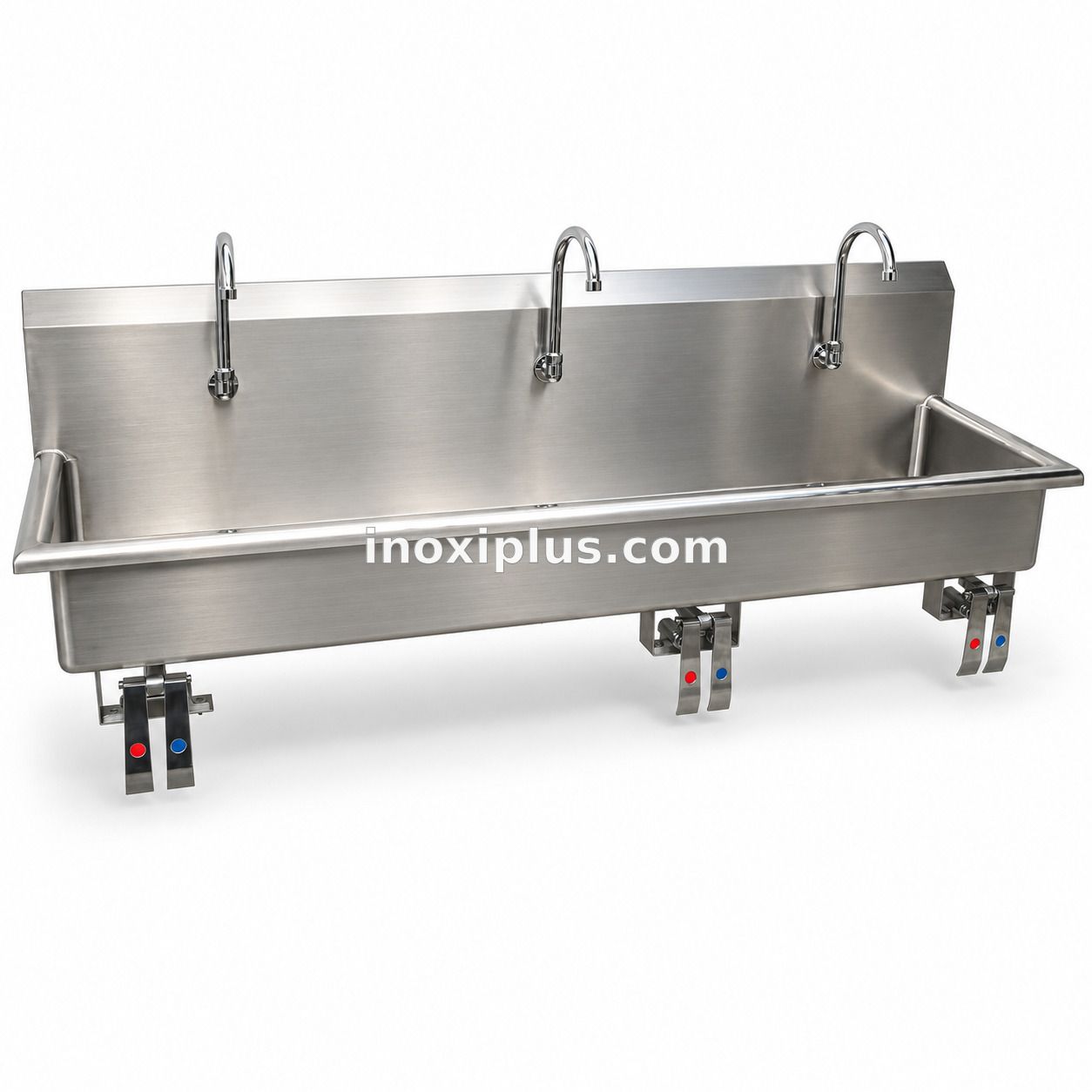 Lavamanos Triple Con Válvulas de Rodilla Agua Fría y Caliente.