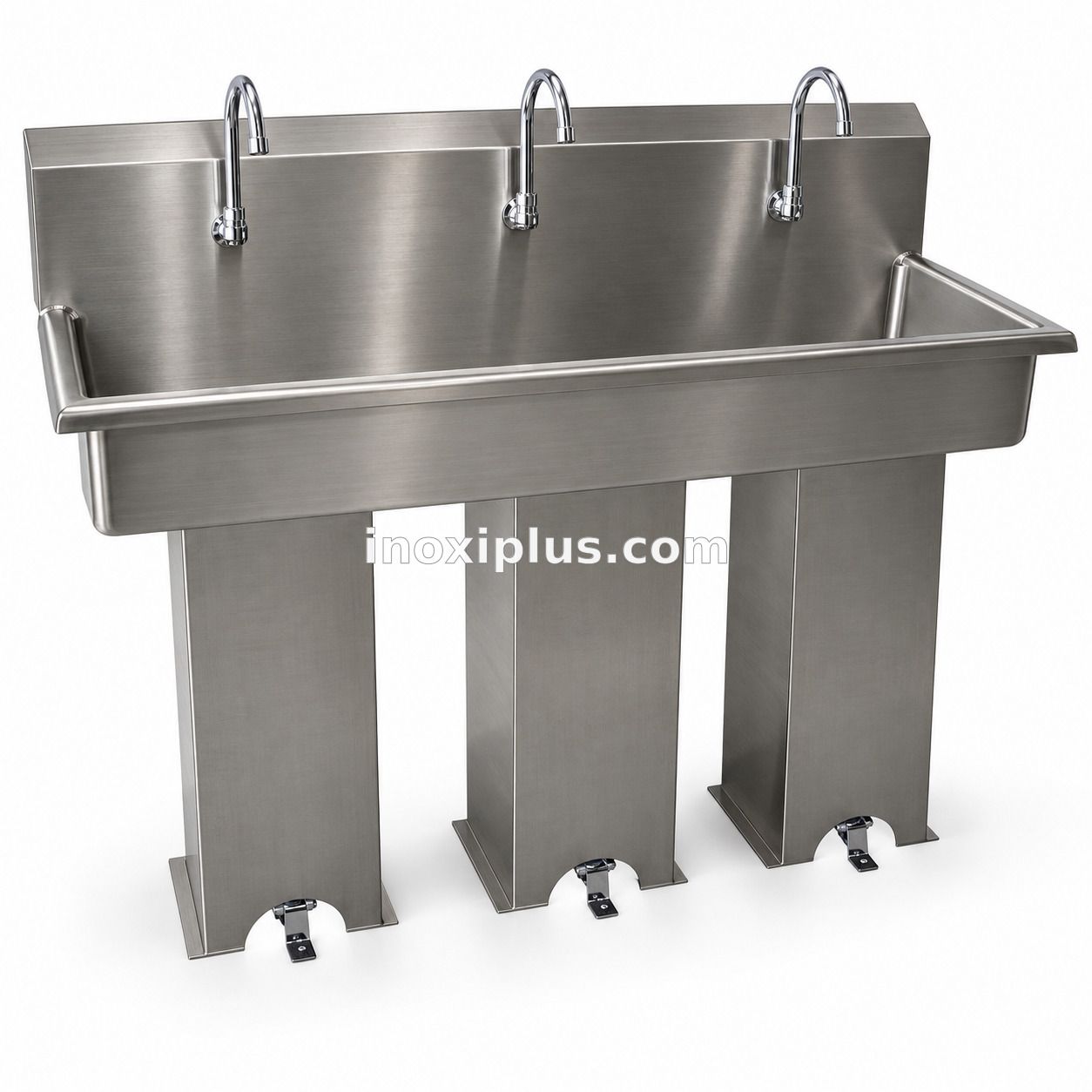 Lavamanos Triple con Válvulas de Pie y Con Pedestal.