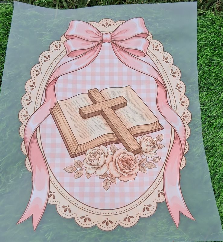 Pink bow with cross