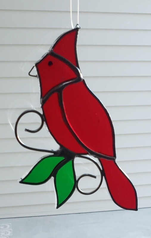 Stained glass cardinal suncatcher