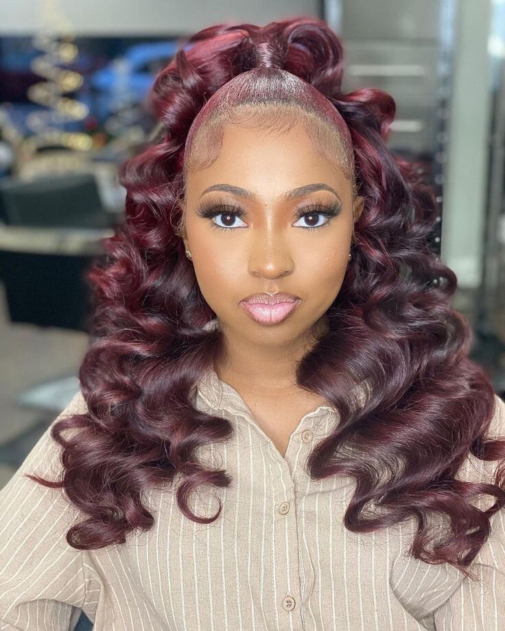 Burgundy Bodywave Ponytail 