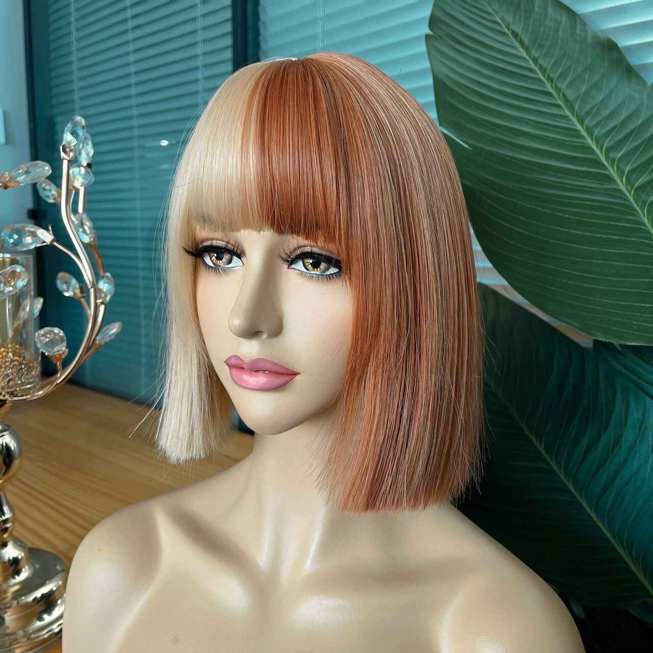 Blonde with copper Fringe Wig 