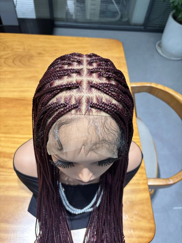 Knotless Burgandy Braided Wig (36 INCH) 