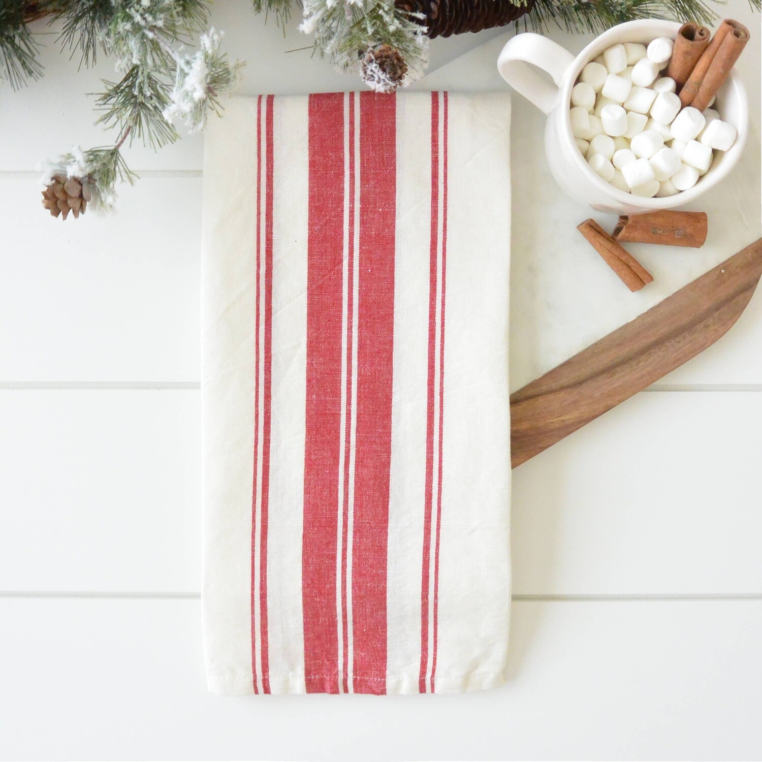 Cabana Stripe Tea Towel - Red/Wht