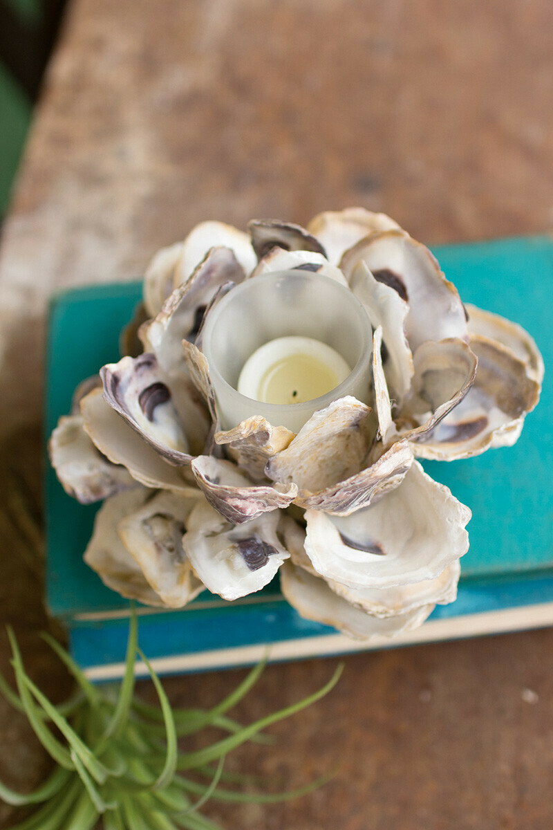 Oyster Shell Flower Votive Holder Oyster Shell Flower Votive Holder