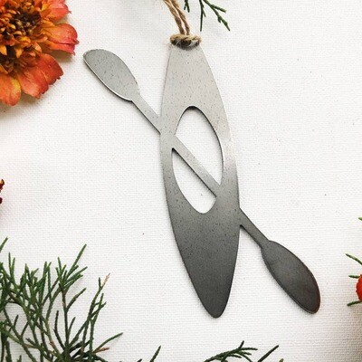 Kayak Ornament made from Recycled Raw Steel Kayak Ornament made from Recycled Raw Steel
