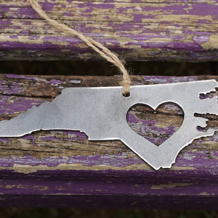 North Carolina State Ornament made from Recycled Raw Steel North Carolina State Ornament made from Recycled Raw Steel